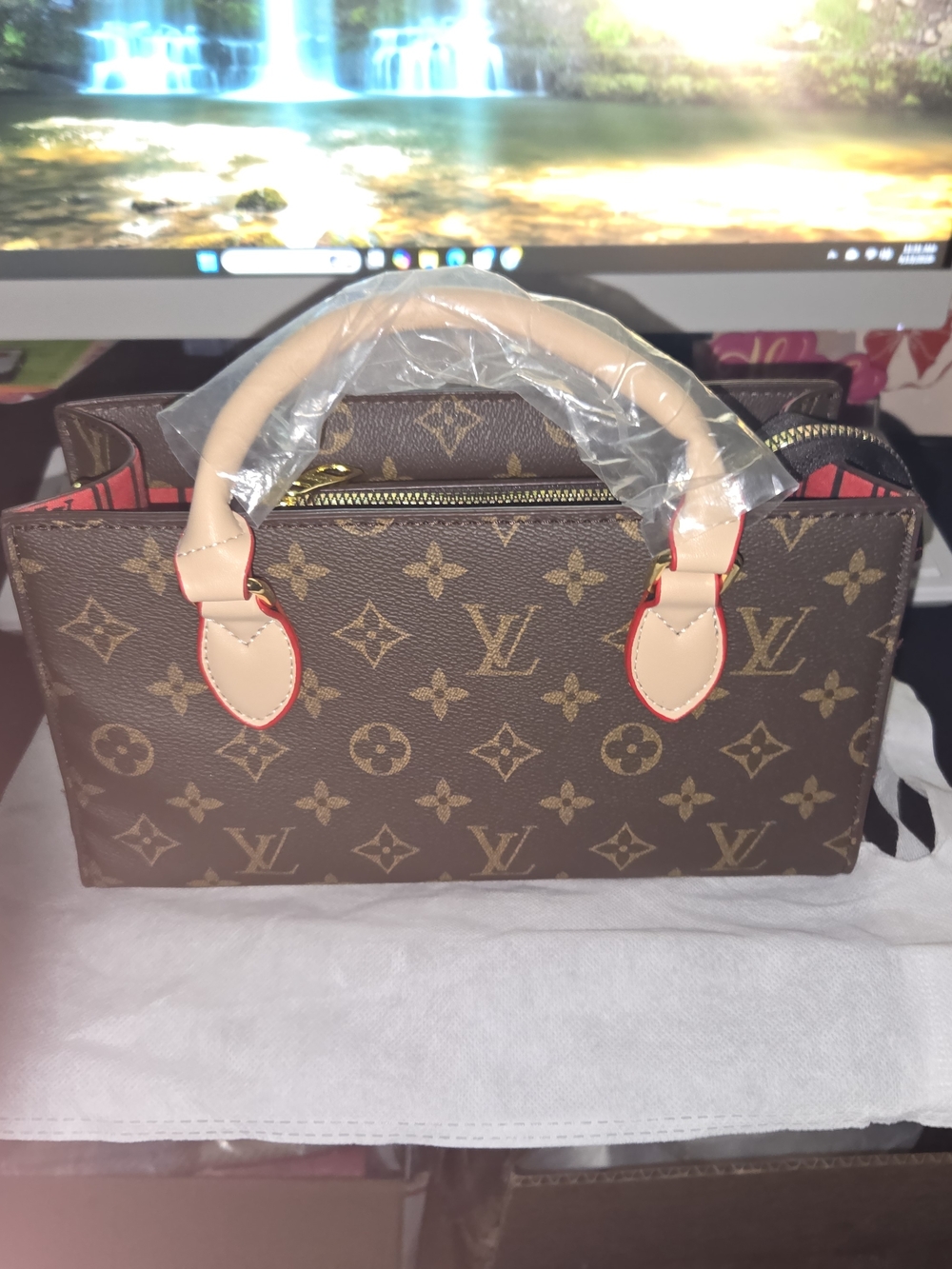 Monogram Canvas Mini Top-Handle Bag in Brown